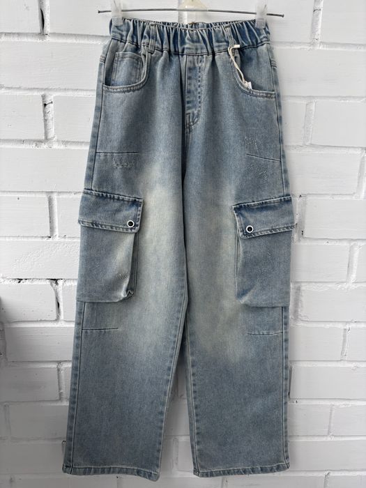підліткові джинси баггі карго з кишенями широкие джинсы c карманами
