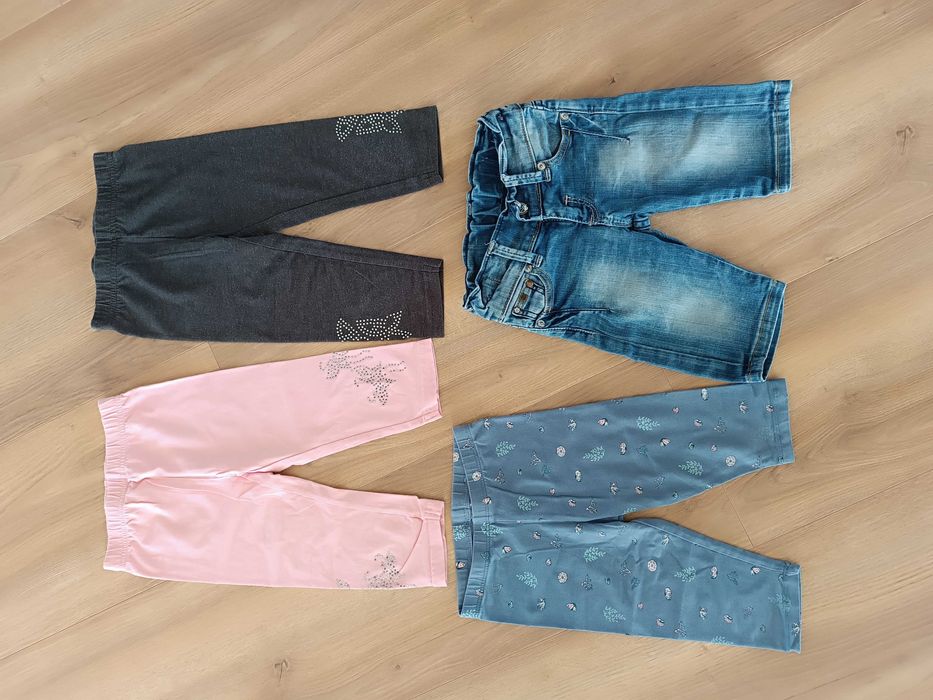 3pary legginsów i spodenki rozmiar 104