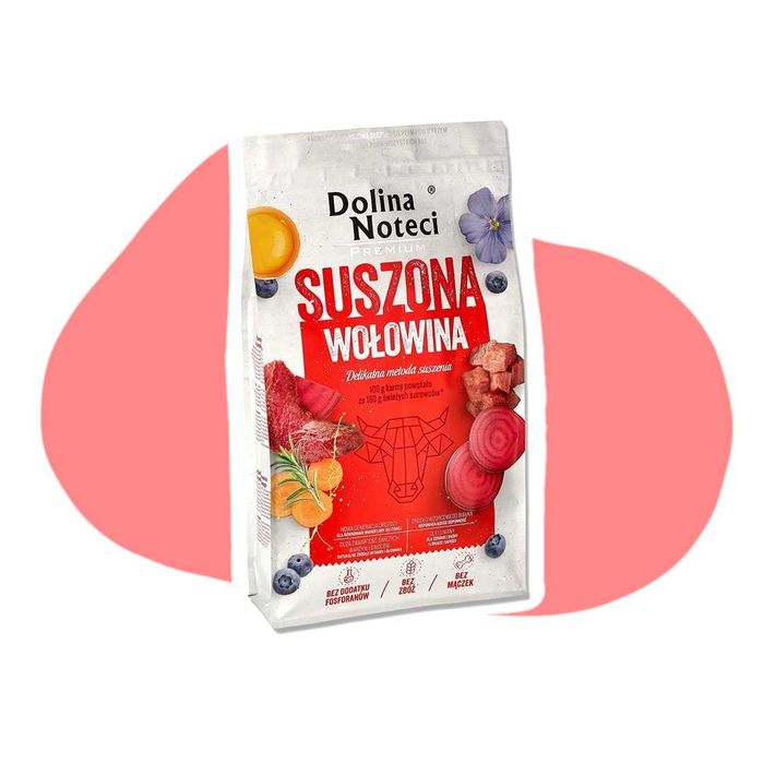 Dolina Noteci Premium Suszona Wołowina 9kg pełnoporcjowa suszona karma bytowa dla dorosłych psów wszystkich ras
