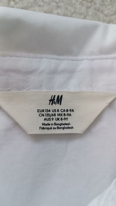 Koszula biała długi rękaw h&M 134