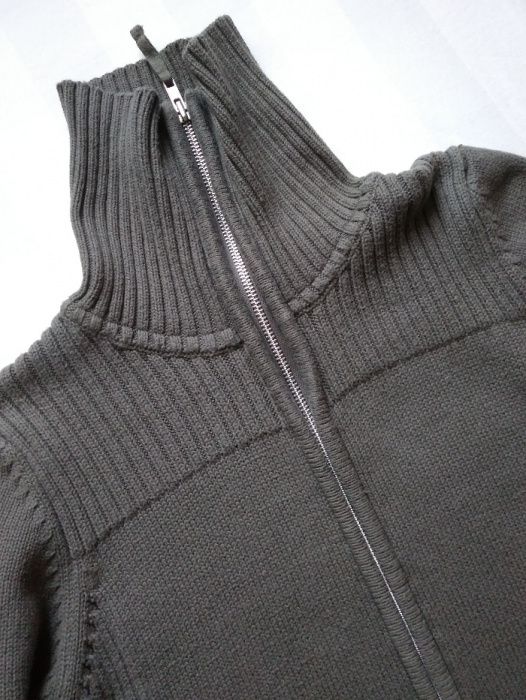 M&S Khaki Super sweter bluza golf Kardigan Bawełna zielony M L