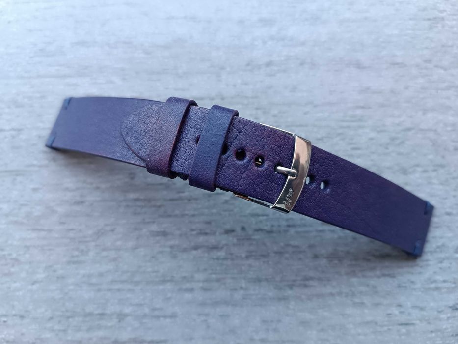 Fioletowy skórzany pasek zegarka 18 mm
