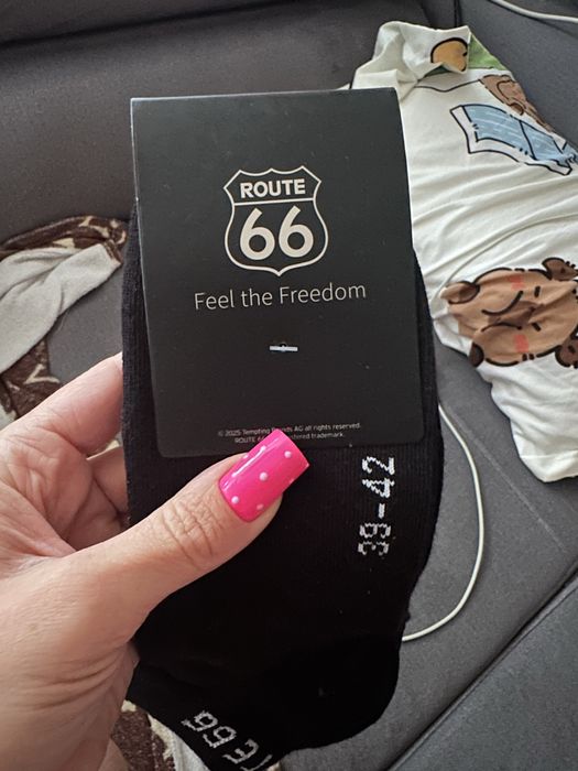 3 pary nowych krótkich czarnych skarpetek route 66