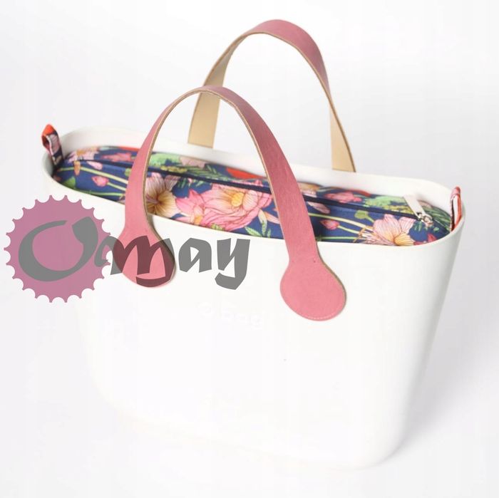 Granatowy organizer wkład do OBAG MINI kwiaty maki czerwone 2 kieszenie OMAY