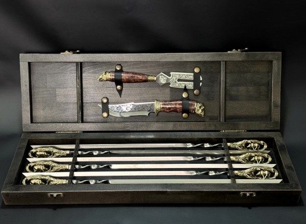 VIP набор для шашлыка Кабан. Шампура. Ручная работа. Подарок мужчине