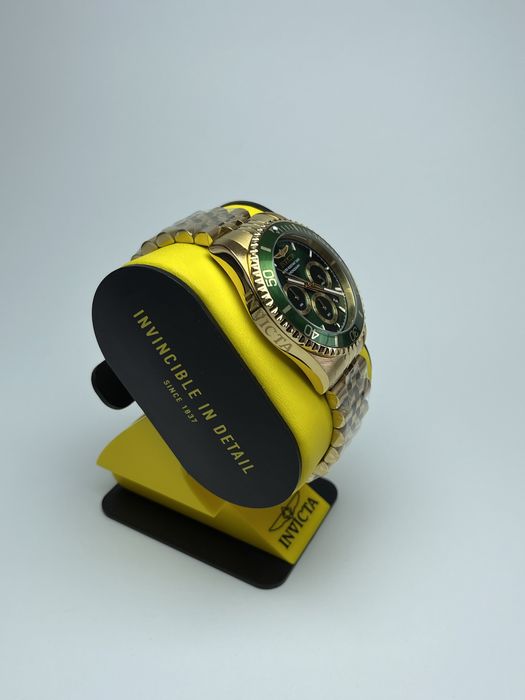 Invicta 48383, чоловічий золотистий годинник, інвікта хронограф