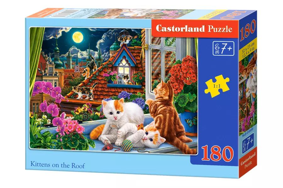 Puzzle 180 Elementów. Kittens On The Roof. Castorland. Nowy Produkt