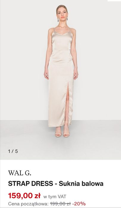 Sukienka maxi champagne Zalando nowa z metką L