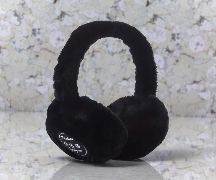 Чорні хутряні Bluetooth навушники AEMAI м’які теплі стере, мікрофон