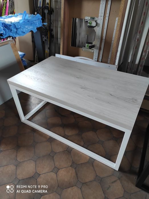 Stolik kawowy, konsola, drewno, stal, metal styl industrialny.