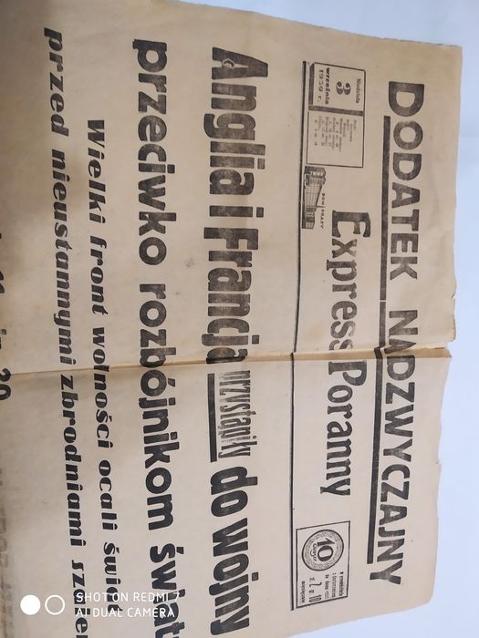 Dodatek nadzwyczajny do gazety 1939r