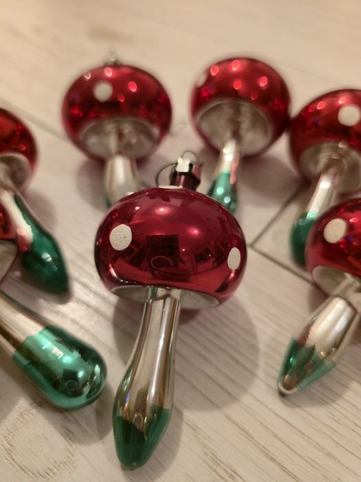 Bombki grzybki PRL 7 sztuk