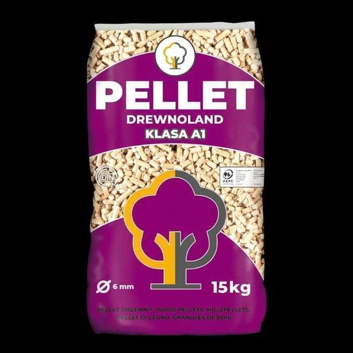 Pellet drzewny 6mm DREWNOLAND Iglasto-Liściasty DINplus A1  | Wysoka kaloryczność | DOSTAWA - worek 15 kg
