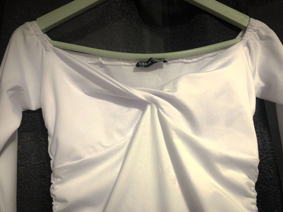 Vestido Branco Justo com Franzido | SHEIN | Tamanho S