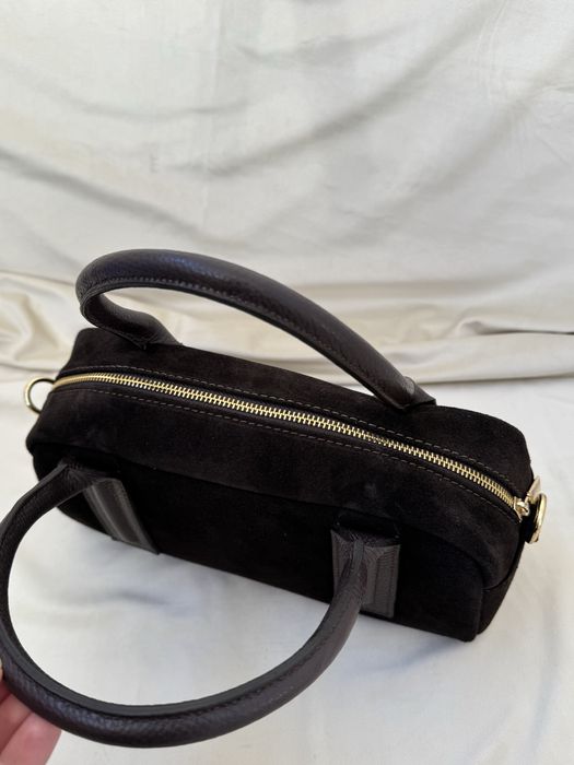 Шоколадна жіноча замшева сумка-тоут