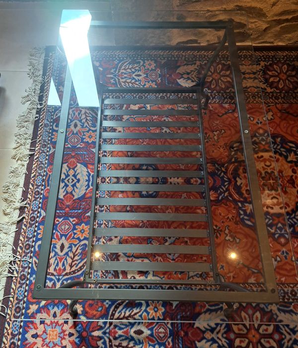 Mesa de Centro Vidro + Estrutura Metálica