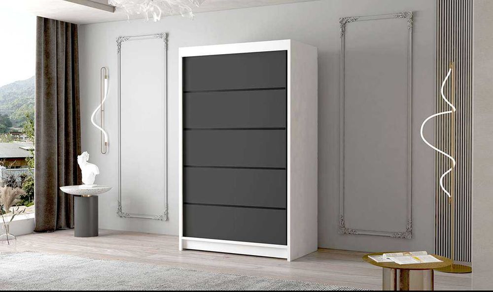 Szafa przesuwna garderoba CALIA 4 120cm czarne detale