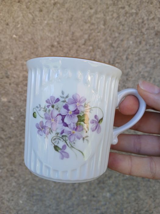Горнятка кружки Фіалки Іриси фарфор посуда Фиалки Ирисы Чехия