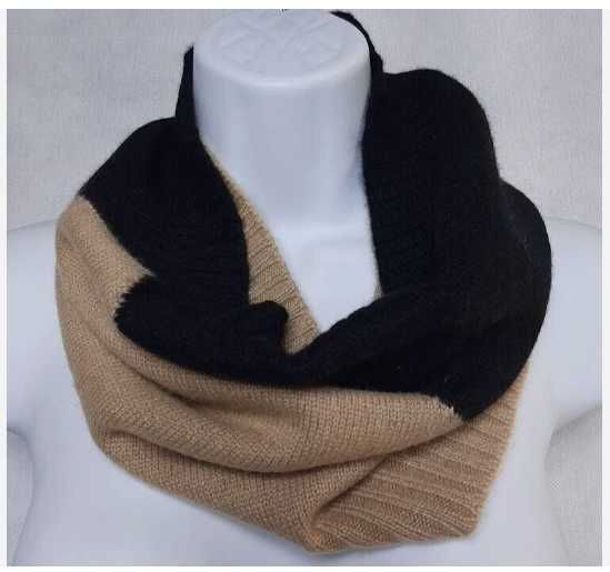 Made of Me 100% Cashmere м'який теплий кашеміровий баф чорно-бежевий