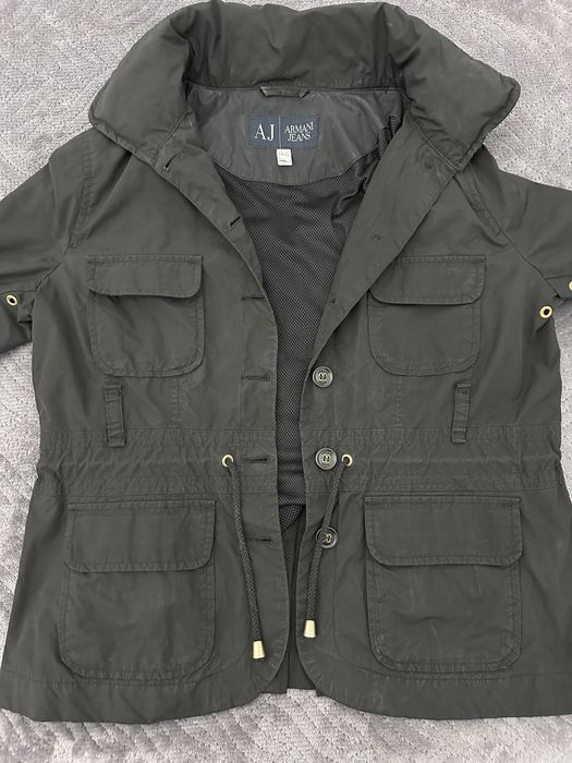 Armani Jeans AJ czarna kurtka wiatrówka z kapturem XS/S