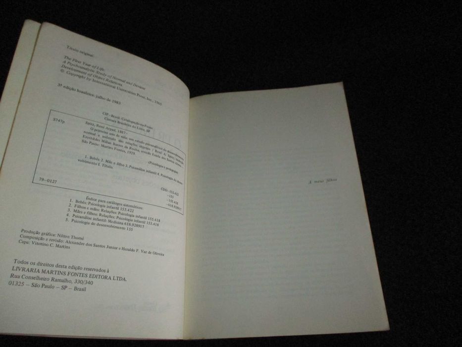 Livro O Primeiro Ano de Vida René A. Spitz