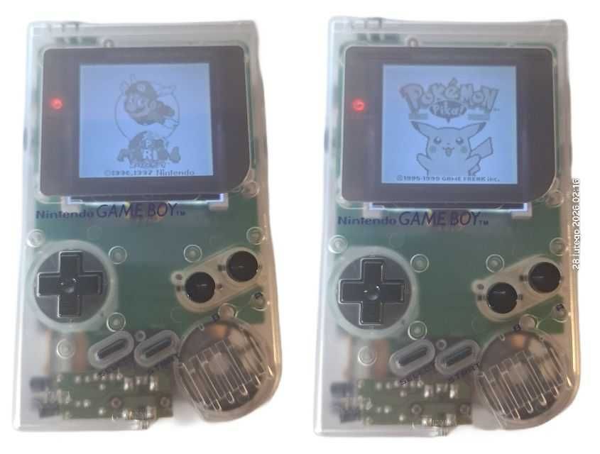 Game Boy Classic – Transparent - Podświetlany IPS LCD - Flash Cart 8GB