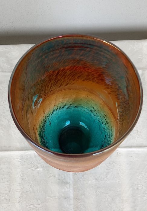 Jarra Zara Home em degrade verde, amarelo, laranja e castanho