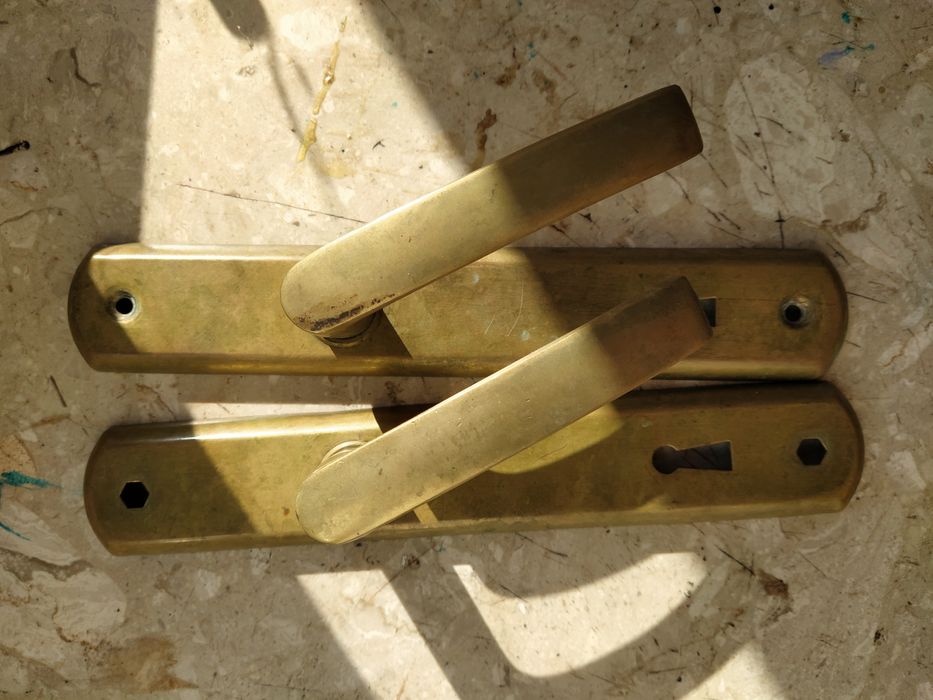 Klamki mosiężne z szyldami przedwojenne