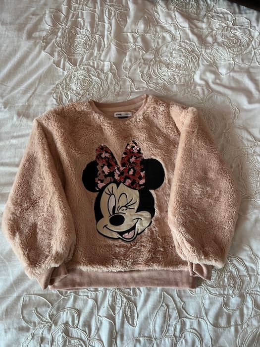 Bluza misiowata pudrowy róż Minnie dla dziewczynki, roz 128, Sinsay