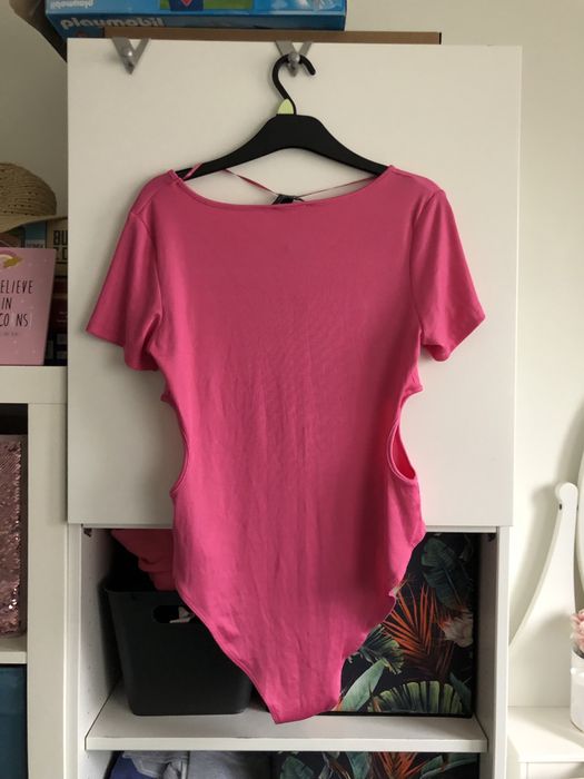 Body primark prazkowane L XL 16 14 rozowe krotki rekaw