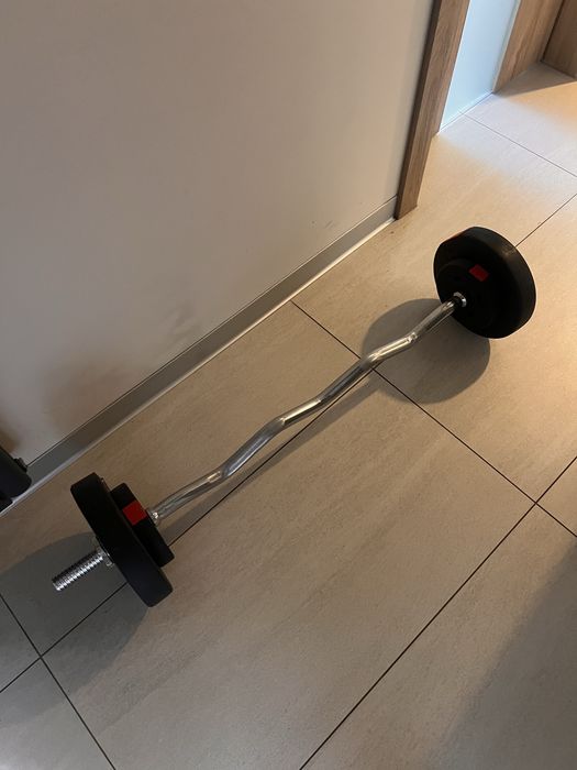 Gryf łamany 120cm 28mm + obciazenie 22,5kg