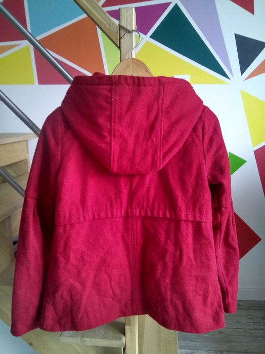 Czerwony krótki płaszczyk damski Pull & Bear 36 S