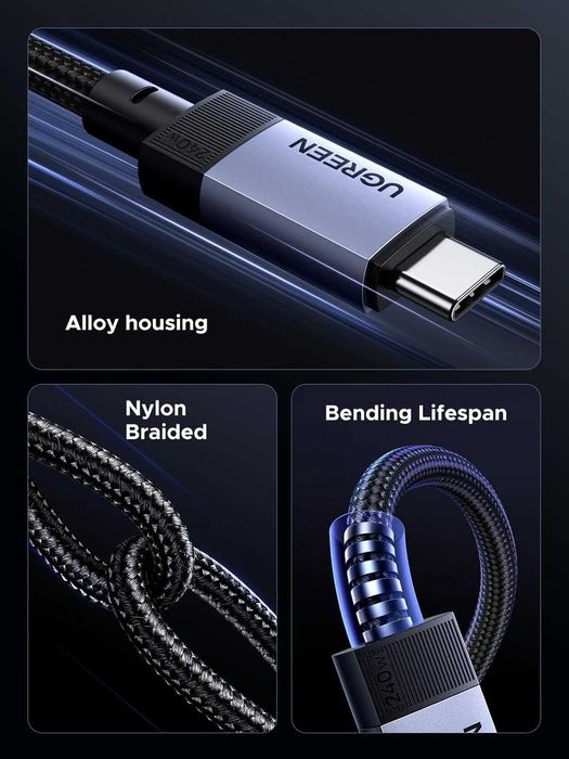 Кабель Type-C Type-C USB4 Thunderbolt 4 8k 40 Гбіт/с 240W PD3.1 Ugreen 1 м Гарантія!