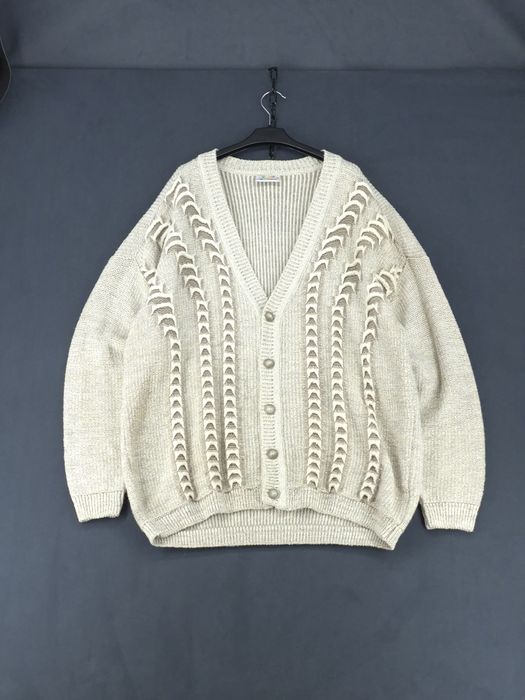 MONELLO Vintage Sweter Kardigan Warkoczowy Splot Rozmiar 54/XL
