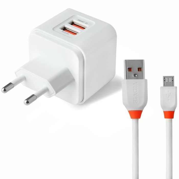 Ładowarka sieciowa VIDVIE PLE207 2.4A 2xUSB + kabel MicroUSB, Vidvie