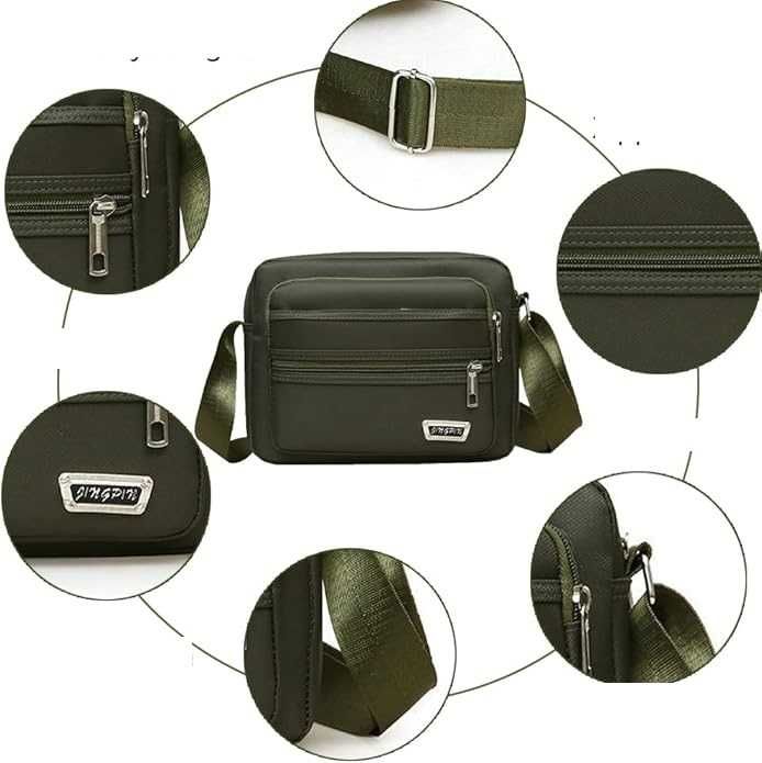 DM1 Męska Mała Torba Na Ramię Saszetka Do Pracy Dużo Kieszonek Khaki
