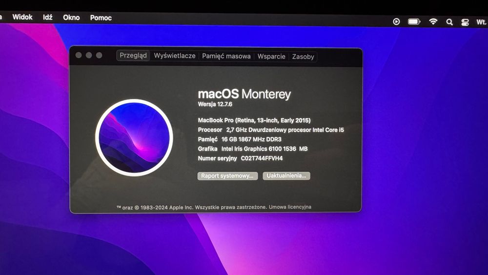 MacBook Pro 13" (2015) | i5 2.7 GHz | 16GB RAM | 256 GB SSD | zadbany