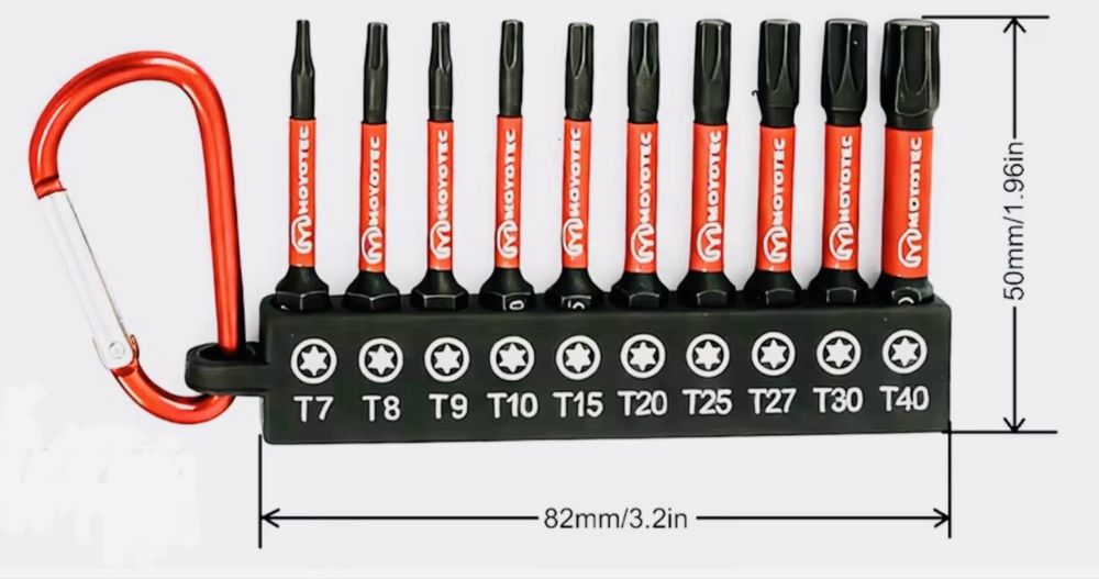 Набір ударних біт Torx з міцної сталі S2 50мм 10шт t7-t40