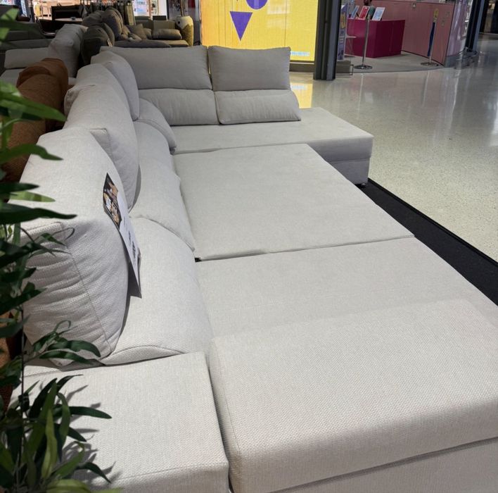 Sofá cinza com chaise longue