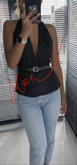 Bluzka zara top instagramowy viral z paskiem gołe plecy L 40