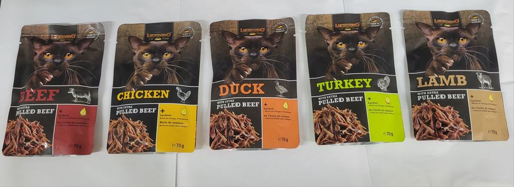 Saszetki ,karma kot Leonardo Pulled Beef  i inne