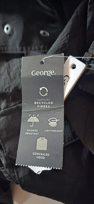 Czarna kurtka wiosenna wiatrówka, George, rozmiar XS, nowa z metką