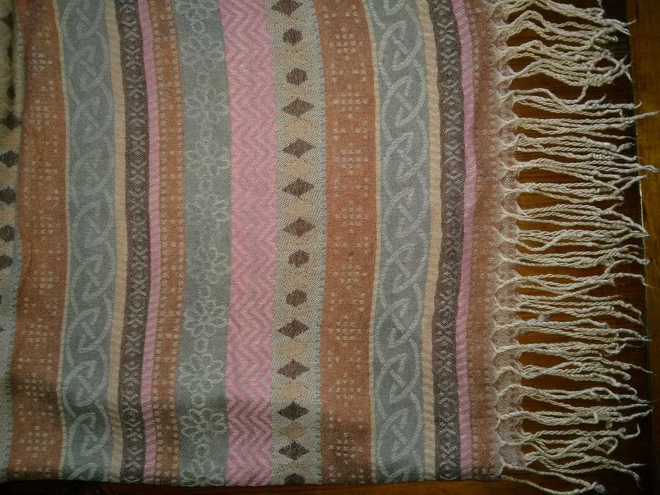 szal damski kolorowy z kaszmirem, hand made