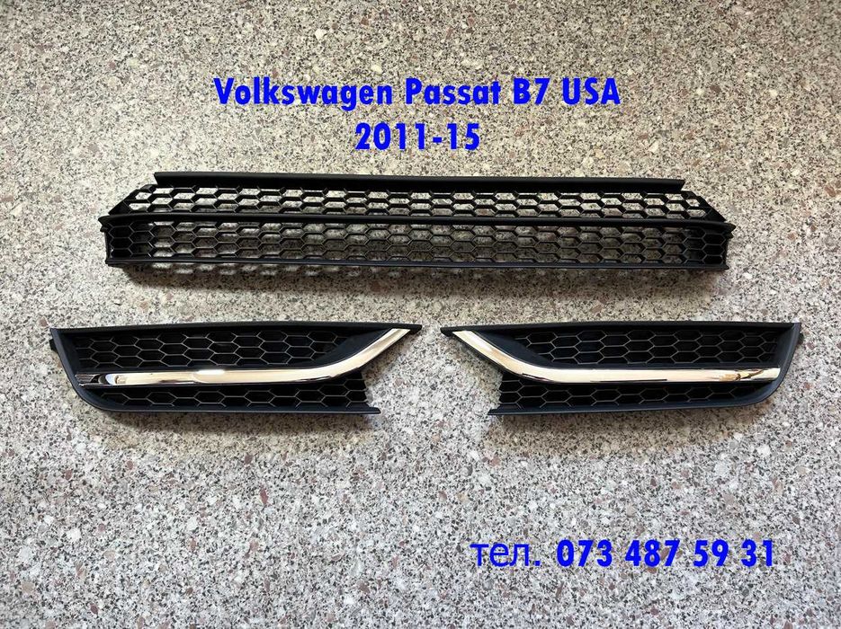 Решітки переднього бампера соти Volkswagen Passat B7 NMS USA 2011-15р.