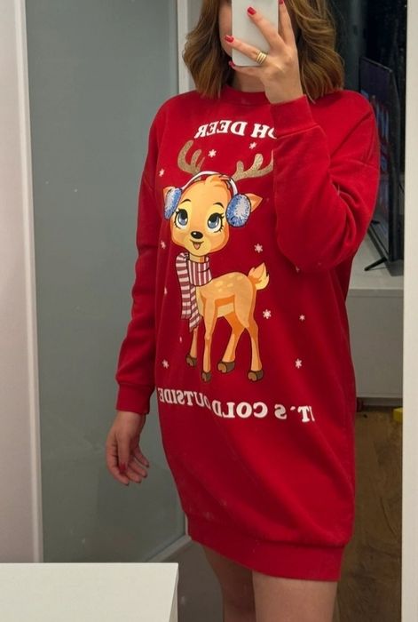 Świąteczna sukienka tunika FB Sister L renifer długa bluza