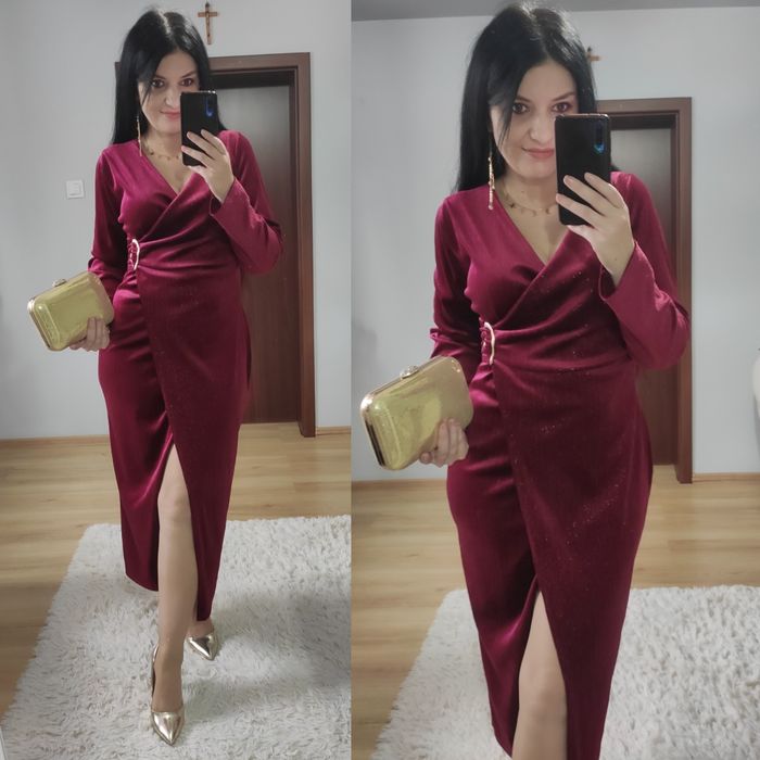 Sukienka długa maxi welurowa impreza wesele