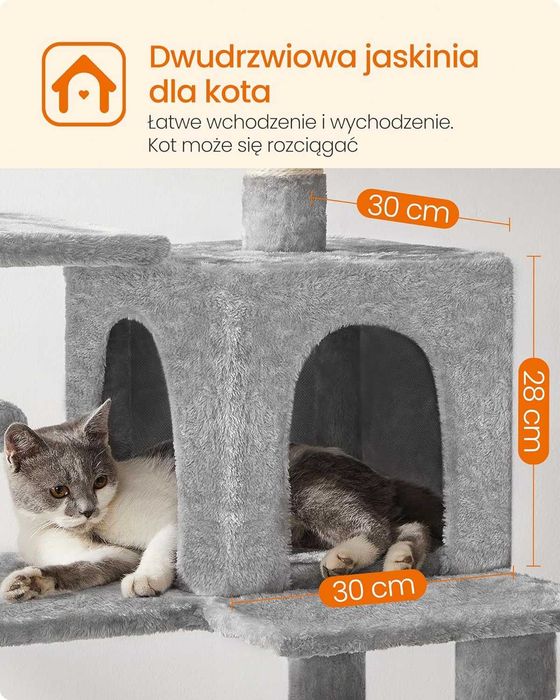 Drapak dla kota wysoki duży XXL, domek budka legowisko dla kota NOWY