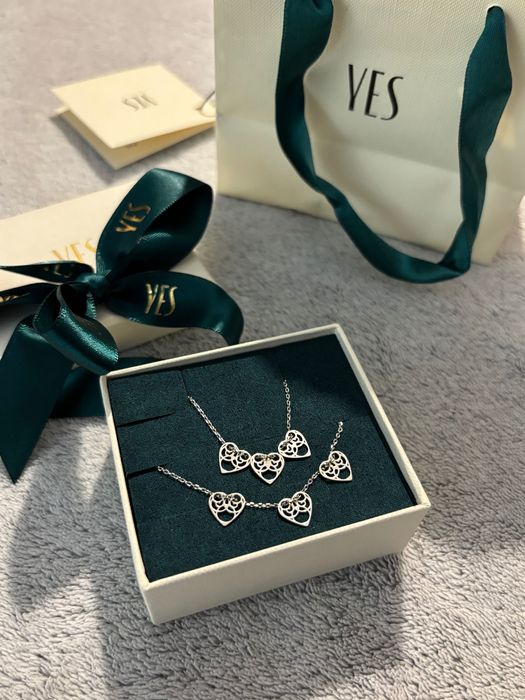 Nowy srebrny komplet biżuterii YES
