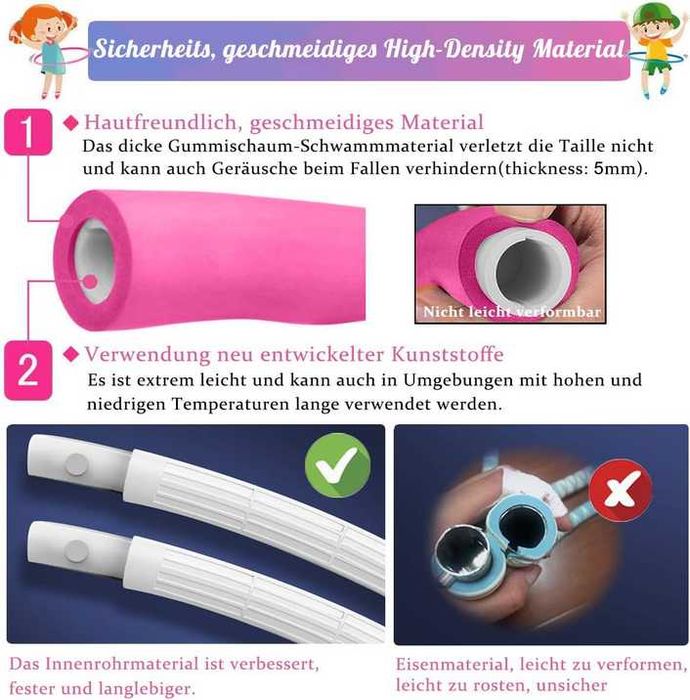 Hula hoop, 8 części zdejmowane, skakanka gratis
