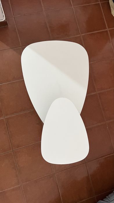 Mesa de Centro Moderna Branco e Madeira 90cm